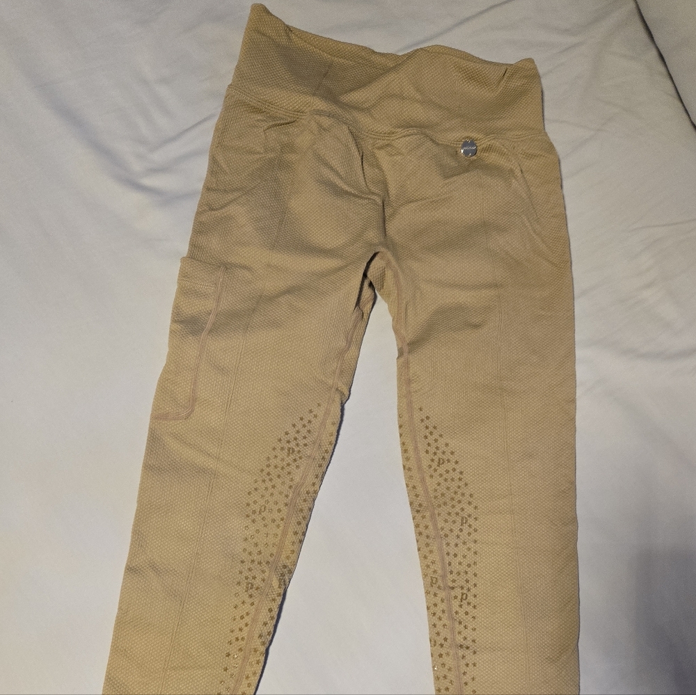 Pomme Equestrian Full-Seat Riding Leggings (Medium, beige/taupe)